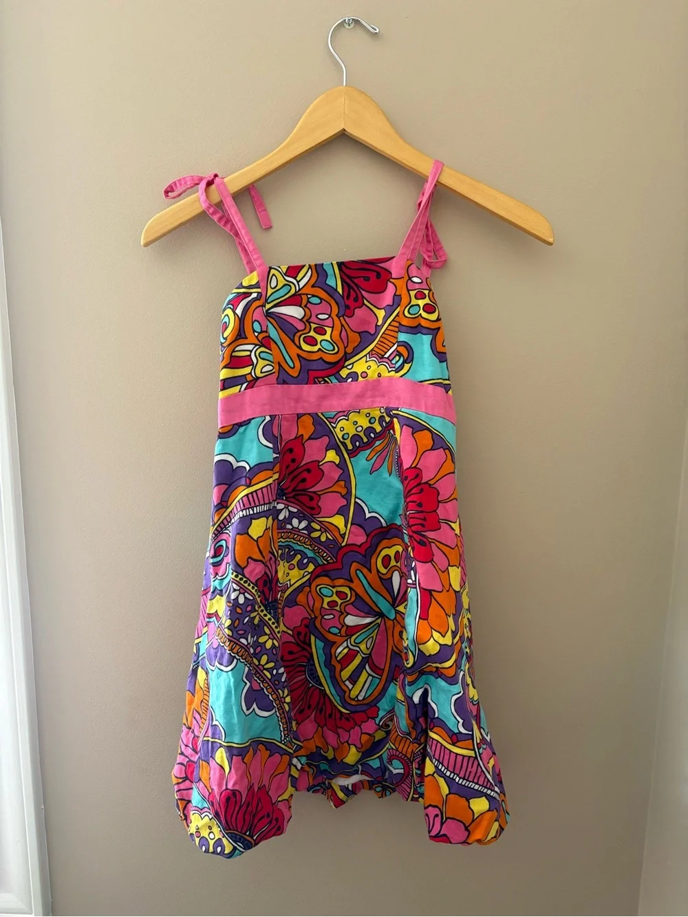 Lilly Pulitzer Girl Bright Floral Paisley Sundress - Pink/Turquoise Bubble skirt - Picture 1 of 3